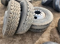 (4) 11R24.5 Tires and Rims