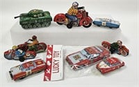 Vintage Japan Tin Litho Friction Vehicle Toy Lot