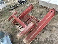 Wooden outdoor bench w/bird houses