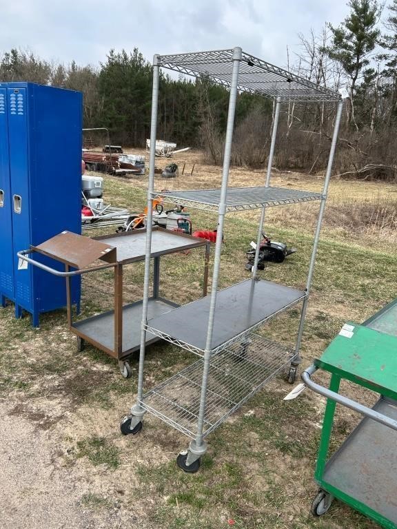 6' metal shelf on casters