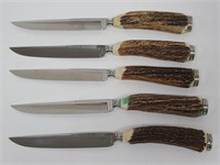 5 Anton Wingen Stag Horn Steak Knives Germany