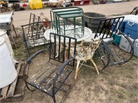 metal patio set & other metal chairs