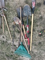 shovels, rakes, etc