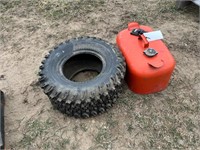 22x11-10 ATV tire & boat gas can