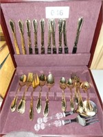 GOLD PLATED FLATWARE SET W/ CHEST-