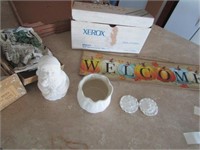 CERAMICS AND WELCOME SIGN