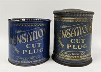 2 Vintage Sensation Cut Plug Tobacco Tins