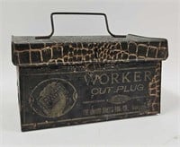 Antique Worker Cut Plug Paper Label Tobacco Pail