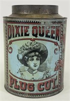 Dixie Queen Plug Cut Tobacco Litho Canister Tin