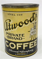 Vintage Atwood's Private Blend Coffee Litho Tin