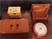 Woodenware pcs. & Barometer (as is)