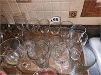 FLAT VARIOUS GLASSWARE- TUMBLERS & WINE GLASSES