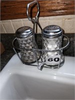 AMERICAN STYLE SALT & PEPPER SHAKERS W/ HOLDER