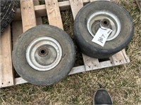 Two lawn mower tires