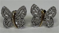 14k Gold Butterfly Diamond Earrings