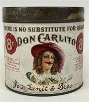 Don Carlito Embossed Paper Label Tobacco Tin