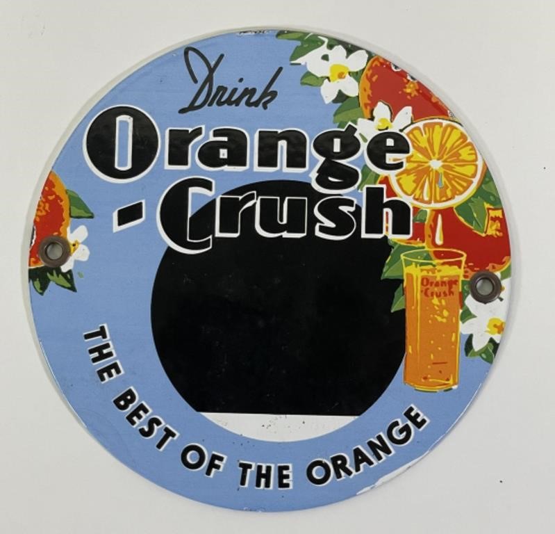6" Porcelain Orange Crush Sign