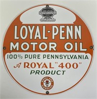 Porcelain Loyal-Penn Motor Oil 400 Gasoline Sign