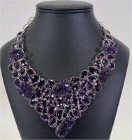 Sterling Natural & Polished Amethyst Necklace