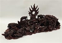 Large Ornate Red Lacquer Chinese Dragon Sculpture