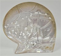 Large Mother of Pearl Shell Carved Sailing Boat