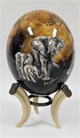 Sherry Rowe Hand Painted Ostrich Egg on Stand