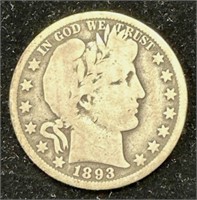 Silver 1893-O Barber Half Dollar