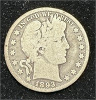 Silver 1893 Barber Half Dollar