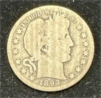 TOUGH DATE Silver 1893-S Barber Half Dollar