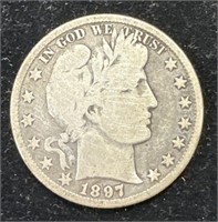 Silver 1897 Barber Half Dollar