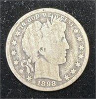 Silver 1898-S Barber Half Dollar