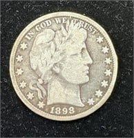 Silver 1898 Barber Half Dollar