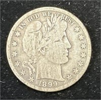 Silver 1899-S Barber Half Dollar