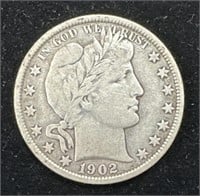 Silver 1902 Barber Half Dollar