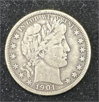 Silver 1901-O Barber Half Dollar
