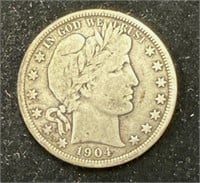 Silver 1904 Barber Half Dollar