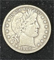 Silver 1906 Barber Half Dollar