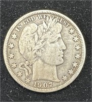 Silver 1907-O Barber Half Dollar