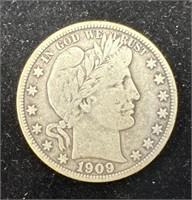 Silver 1909 Barber Half Dollar