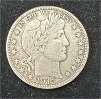Silver 1915-D Barber Half Dollar