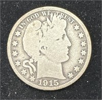 SEMI KEY DATE Silver 1915 Barber Half Dollar