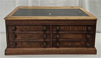 Antique Clark's 6-Drawer Oak Spool Cabinet