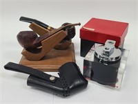 Vintage Pipe, Stand & Lighter Lot