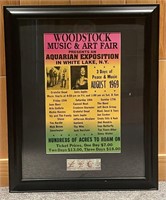 1969 Woodstock 3-Day Event Ticket Display