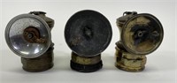 3 Auto-Lite Carbide Miners Brass Lamps