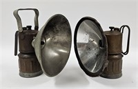 2 Antique Justrite Carbide Brass Lanterns