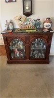 MARBLE TOP GLASS FRONT DISPLAY CABINET