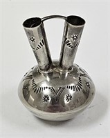 Wesley Whitman Navajo Sterling Silver Seed Vase