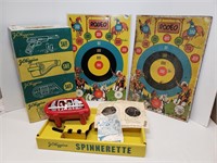 2- VINTAGE RODEO TIN GAME BOARDS+DAISY TARGET SET