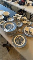 LOT OF BLUE PATTERNED DISHES
